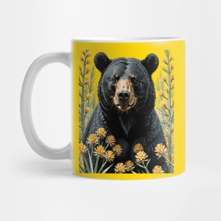 A Black Colored Bear Surrounded By Yucca flower New Mexico State 2 Mug